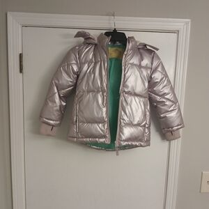 Kids Shiny Silver Puffer Jacket